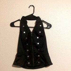 Black button up halter